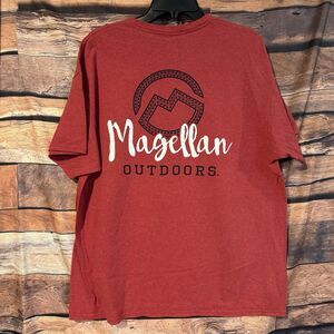 Magellan Outdoors XL T-Shirt DS Red Graphic Logo Tee Outdoor Hiking Fishing